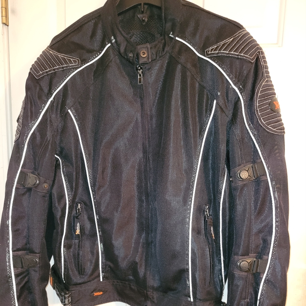 - Mens Xelement black mesh armored motorcycle jacket XXL